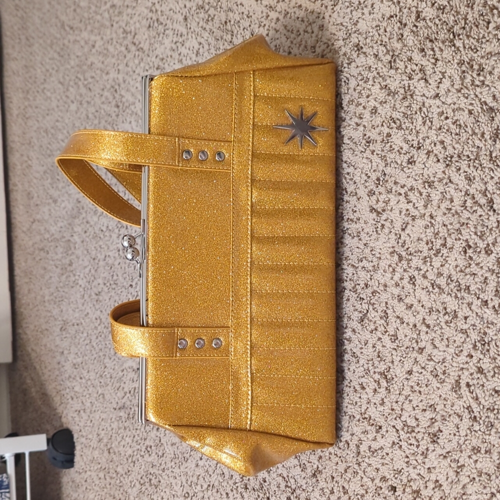 Lux de Ville gold sparkle Starlite kisslock purse